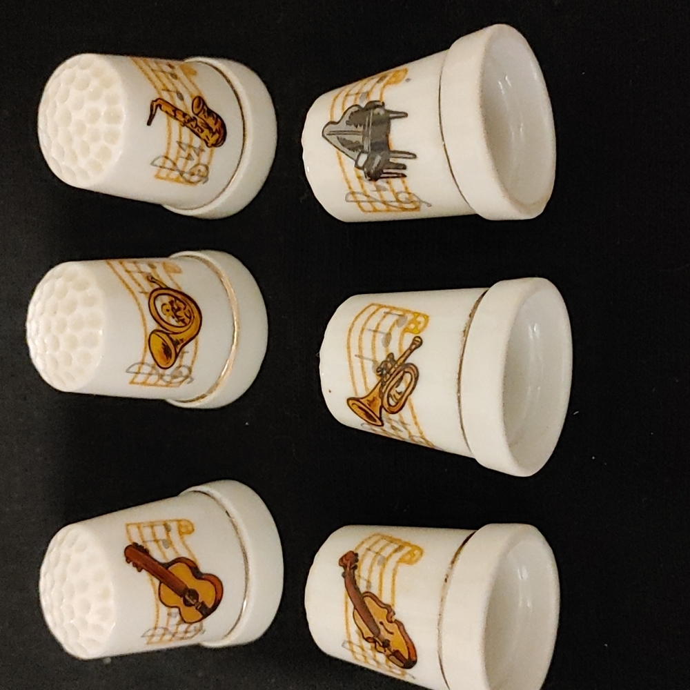 Musical Instruments collectible thimbles, Set of 6